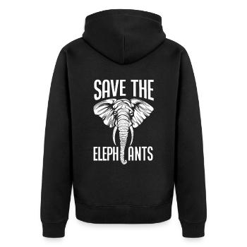 Elefant Tierschutz - Unisex Premium Bio Zip Hoodie - Schwarz - Hinten - Nico (187cm)