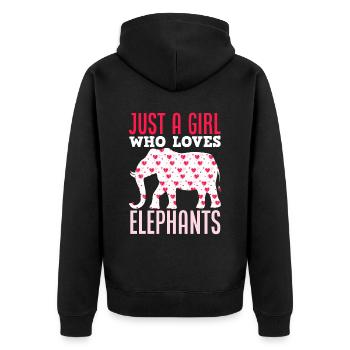 Elefant Herzen Mädchen - Unisex Premium Bio Zip Hoodie - Schwarz - Hinten - Nico (187cm)