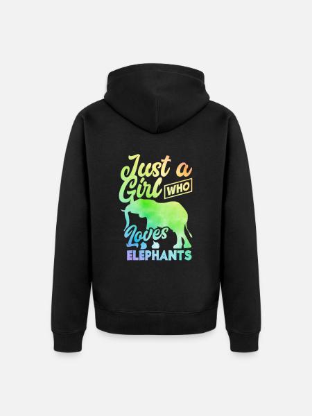 Elephant Rainbow Girl - Unisex Premium Organic Zip Hoodie - black