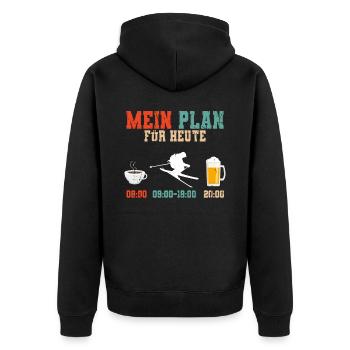 Skifahren Ski - Unisex Premium Bio Zip Hoodie - Schwarz - Hinten - Nico (187cm)
