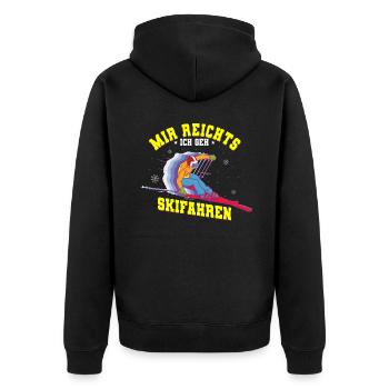 Skifahren Ski - Unisex Premium Bio Zip Hoodie - Schwarz - Hinten - Nico (187cm)