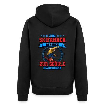 Skifahren Ski - Unisex Premium Bio Zip Hoodie - Schwarz - Hinten - Nico (187cm)
