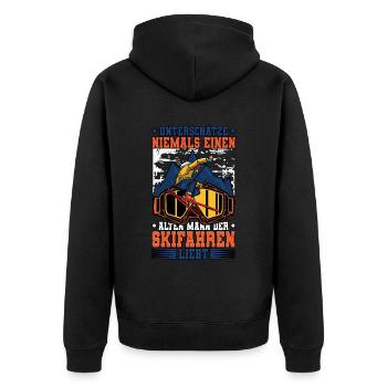 Skifahren Ski - Unisex Premium Bio Zip Hoodie - Schwarz - Hinten - Nico (187cm)