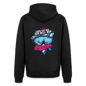 Skifahren Ski - Unisex Premium Bio Zip Hoodie - Schwarz - Hinten - Nico (187cm)