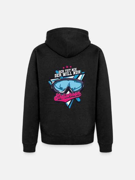 Skifahren Ski - Unisex Premium Bio Zip Hoodie - Schwarz