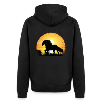 Sunset - Cold Blood Horse - Unisex Premium Organic Zip Hoodie - black - Back - Nico (187cm)
