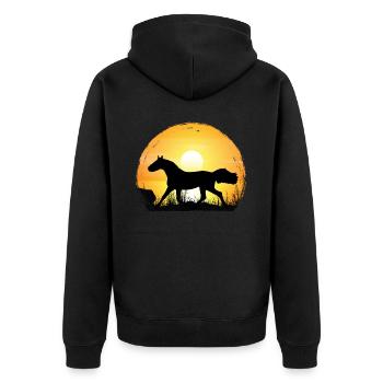 Sunset - Holsteiner Horse - Unisex Premium Organic Zip Hoodie - black - Back - Nico (187cm)