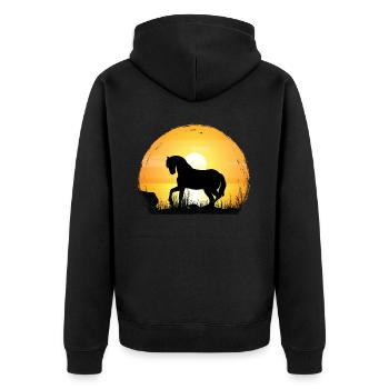Coucher de soleil - Poney Horse - Veste à capuche bio Premium Unisexe - noir - Dos - Nico (187cm)