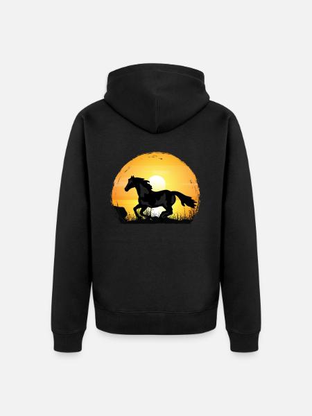 Sunset - Paint Horse - Unisex Premium Organic Zip Hoodie - black