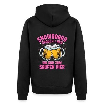 Snowboard - Unisex Premium Bio Zip Hoodie - Schwarz - Hinten - Nico (187cm)