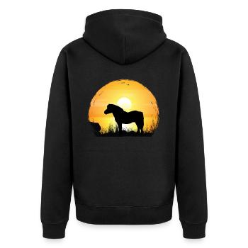 Coucher de soleil - Shetland Pony Horse - Veste à capuche bio Premium Unisexe - noir - Dos - Nico (187cm)