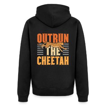 Outrun the Cheetah Wildlife Animal Zookeeper - Unisex Premium Organic Zip Hoodie - black - Back - Nico (187cm)