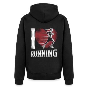 Running Runner Half Marathon Heart - Unisex Premium Bio Zip Hoodie - Schwarz - Hinten - Nico (187cm)
