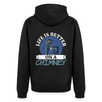 Das Leben ist besser mit einem Schornstein Job - Unisex Premium Bio Zip Hoodie - Schwarz - Hinten - Nico (187cm)
