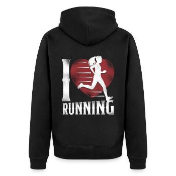 Running Runner Half Marathon Heart - Unisex Premium Bio Zip Hoodie - Schwarz - Hinten - Nico (187cm)