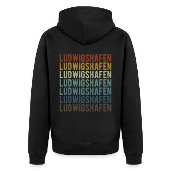 Ludwigshafen City Retro Vintage - Veste à capuche bio Premium Unisexe - noir - Dos - Nico (187cm)