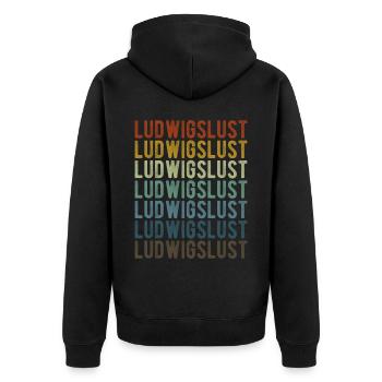 Ludwigslust Stadt Retro Vintage - Unisex Premium Bio Zip Hoodie - Schwarz - Hinten - Nico (187cm)