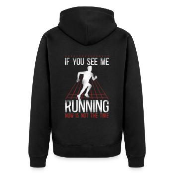Running Runner Half Marathon - Unisex Premium Organic Zip Hoodie - black - Back - Nico (187cm)