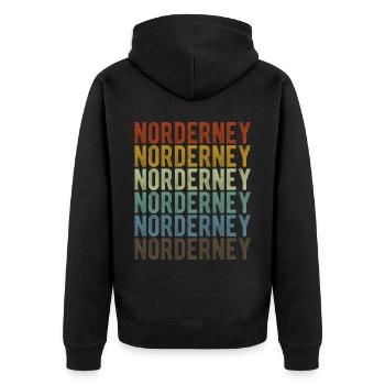 Norderney Stadt Retro Vintage - Unisex Premium Bio Zip Hoodie - Schwarz - Hinten - Nico (187cm)