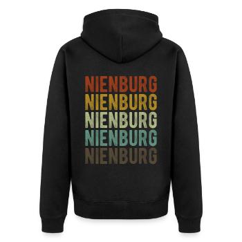 Nienburg City Rétro Vintage - Veste à capuche bio Premium Unisexe - noir - Dos - Nico (187cm)