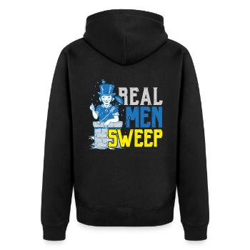 Echte Männer kehren Schornsteinfeger Schornsteinfl - Unisex Premium Bio Zip Hoodie - Schwarz - Hinten - Nico (187cm)