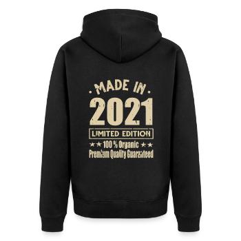 Fabriqué en 2021 Vintage Retro Limited Edition - Veste à capuche bio Premium Unisexe - noir - Dos - Nico (187cm)