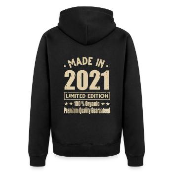 Fabriqué en 2021 Vintage Retro Limited Edition - Veste à capuche bio Premium Unisexe - noir - Dos - Nico (187cm)