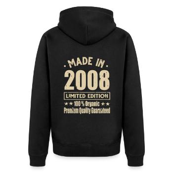 Made in 2008 Vintage Retro Limited Edition - Unisex Premium Organic Zip Hoodie - black - Back - Nico (187cm)
