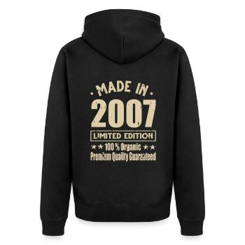 Made in 2007 Vintage Retro Limited Edition - Unisex Premium Organic Zip Hoodie - black - Back - Nico (187cm)
