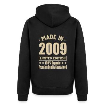 Made in 2009 Vintage Retro Limited Edition - Unisex Premium Organic Zip Hoodie - black - Back - Nico (187cm)