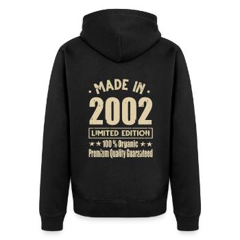 Fabriqué en 2002 Vintage Retro Limited Edition - Veste à capuche bio Premium Unisexe - noir - Dos - Nico (187cm)
