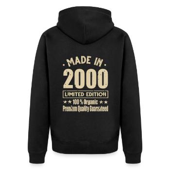 Fabriqué en 2000 Vintage Retro Limited Edition - Veste à capuche bio Premium Unisexe - noir - Dos - Nico (187cm)
