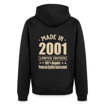 Fabriqué en 2001 Vintage Retro Limited Edition - Veste à capuche bio Premium Unisexe - noir - Dos - Nico (187cm)