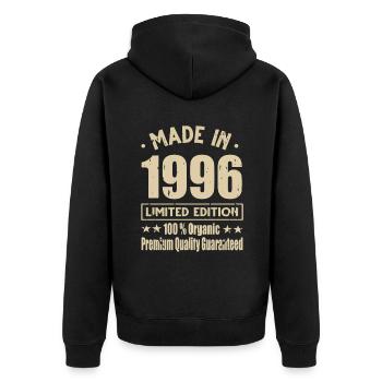 Fabriqué en 1996 Vintage Retro Limited Edition - Veste à capuche bio Premium Unisexe - noir - Dos - Nico (187cm)
