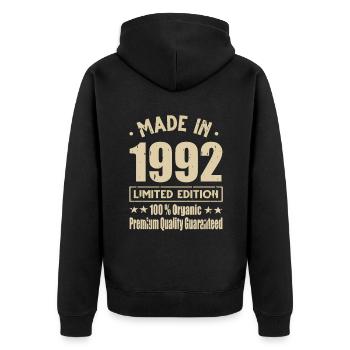Fabriqué en 1992 Vintage Retro Limited Edition - Veste à capuche bio Premium Unisexe - noir - Dos - Nico (187cm)