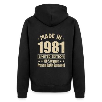 Fabriqué en 1981 Vintage Retro Limited Edition - Veste à capuche bio Premium Unisexe - noir - Dos - Nico (187cm)