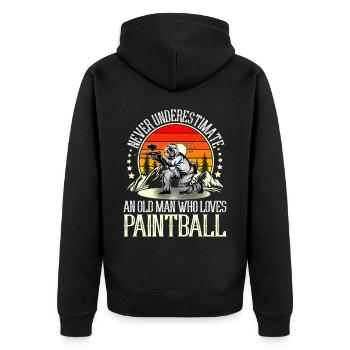 Paintball - Unisex Premium Bio Zip Hoodie - Schwarz - Hinten - Nico (187cm)