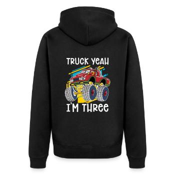Truck Ja, Ich Bin Drei Monster Truck Zum 3. - Unisex Premium Bio Zip Hoodie - Schwarz - Hinten - Nico (187cm)