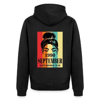September 1990 Happy Birthday To Me - Unisex Premium Bio Zip Hoodie - Schwarz - Hinten - Nico (187cm)