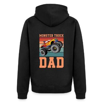 Monster Truck Dad Retro Monster Truck Dad Father's - Unisex Premium Bio Zip Hoodie - Schwarz - Hinten - Nico (187cm)