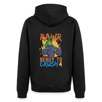 Rawr Bereit, 4 Dinosaurier Zum 4. Geburtstag Zu - Unisex Premium Bio Zip Hoodie - Schwarz - Hinten - Nico (187cm)
