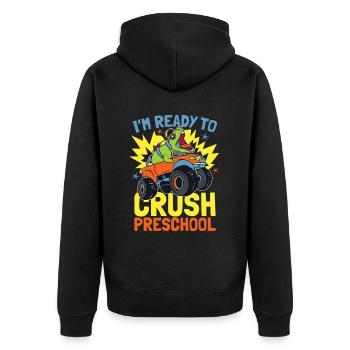 Ich Bin Bereit, Den Preschool Monster Truck Zu - Unisex Premium Bio Zip Hoodie - Schwarz - Hinten - Nico (187cm)