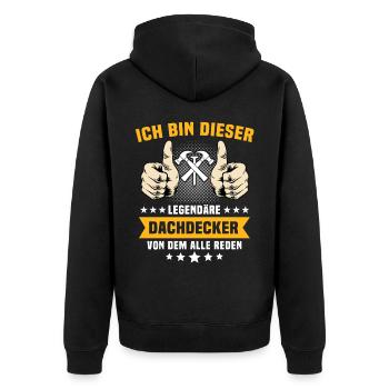 Dachdecker Dachspengler Dachklempner - Unisex Premium Bio Zip Hoodie - Schwarz - Hinten - Nico (187cm)
