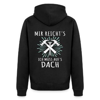Dachdecker Dachspengler Dachklempner - Unisex Premium Bio Zip Hoodie - Schwarz - Hinten - Nico (187cm)