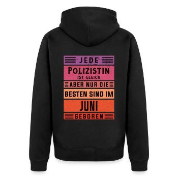 Kommissarin Geburtstag Juni geboren Polizistin - Unisex Premium Bio Zip Hoodie - Schwarz - Hinten - Nico (187cm)