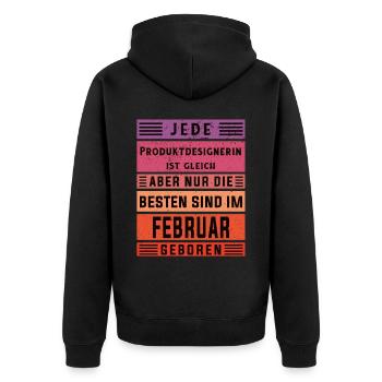 Technischer Geburtstag Februar geboren - Unisex Premium Bio Zip Hoodie - Schwarz - Hinten - Nico (187cm)