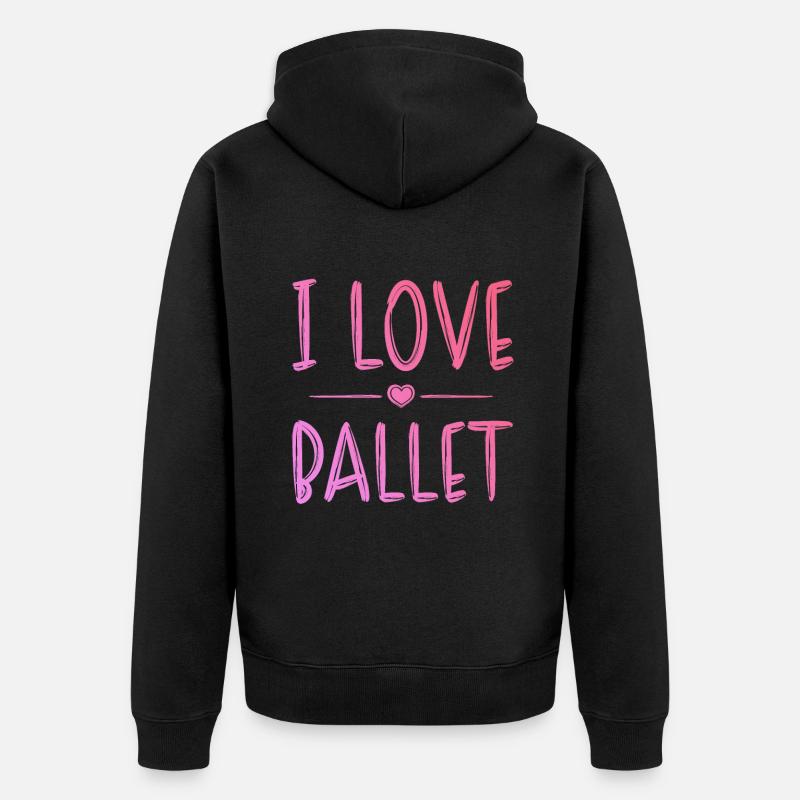 Ich liebe Ballett - Unisex Premium Bio Zip Hoodie - Schwarz