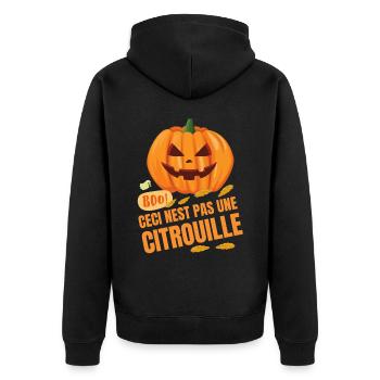 HALLOWEEN CECI N'EST PAS UNE CITROUILLE - Veste à capuche bio Premium Unisexe - noir - Dos - Nico (187cm)