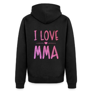 Ich liebe Mma - Unisex Premium Bio Zip Hoodie - Schwarz - Hinten - Nico (187cm)