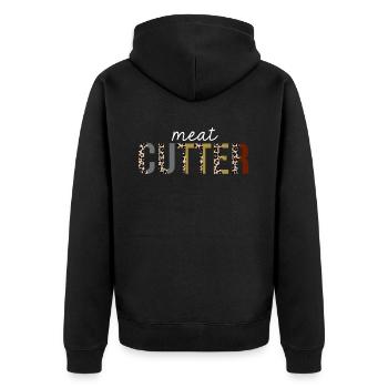 Fleisch Cutter Leopard Print Lustiges Geschenk - Unisex Premium Bio Zip Hoodie - Schwarz - Hinten - Nico (187cm)